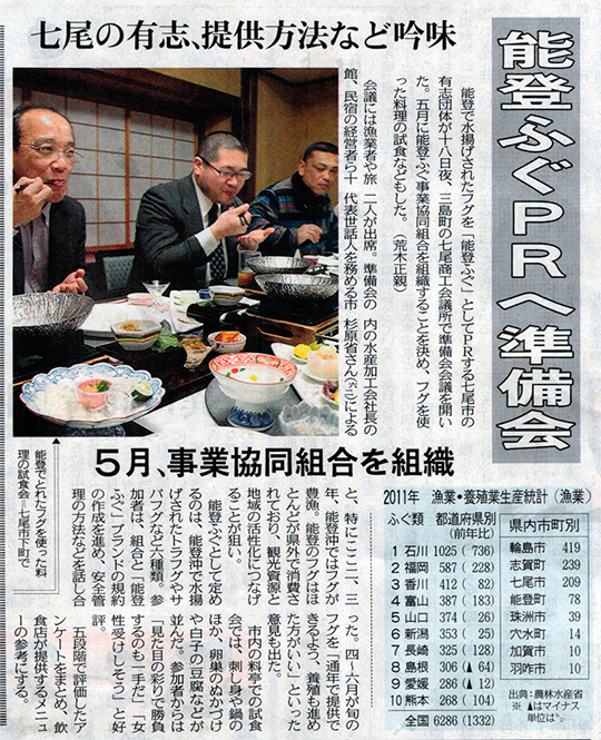 2013年2月20日　北陸中日新聞のとふぐ