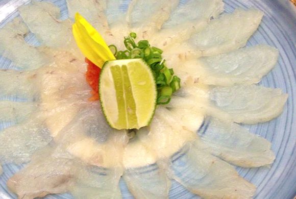 ふぐ薄造り　自家製ポン酢で